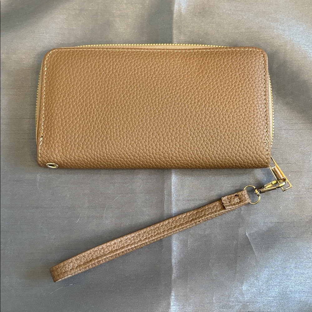 Tan Leather Wristlet Wallet
